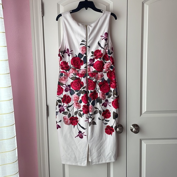 Premier Amour White, Pink & Red Floral Sleeveless Dress Size 14 - Picture 2 of 11